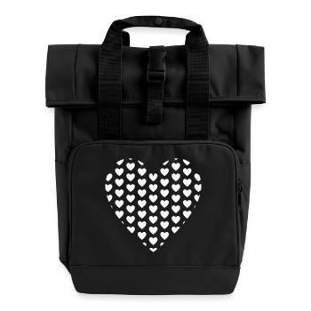Mosaïque de coeurs faite de petits coeurs - Sac à dos Roll Top à deux anses - noir - Devant