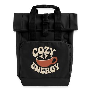 Cozy Energy – Tasse à café vintage - Sac à dos Roll Top à deux anses - noir - Devant