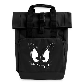Süßes Monsterface – große Augen & Fänge - Rolltop Rucksack mit zwei Griffen - Schwarz - Vorne