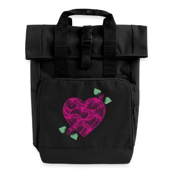 romantic heart - Roll Top Backpack with Two Handles - black - Front