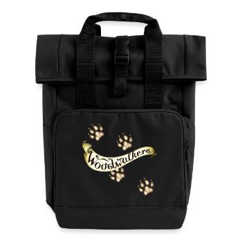 Woodwalkers Geschwungener Schriftzug Mit Pfoten - Rolltop Rucksack mit zwei Griffen - Schwarz - Vorne