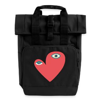 Surreal Heart with Eyes - Roll Top Backpack with Two Handles - black - Front