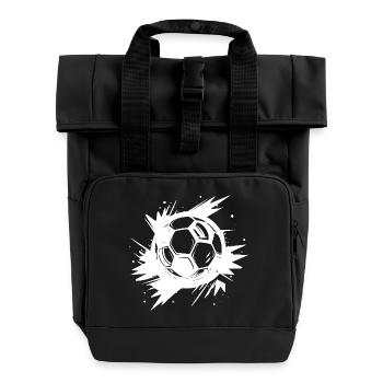 Fußball Streetart - Rolltop Rucksack mit zwei Griffen - Schwarz - Vorne