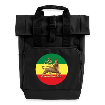 Lion of Judah Rasta Reggae Roots Jah Rastafari - Rolltop Rucksack mit zwei Griffen - Schwarz - Vorne