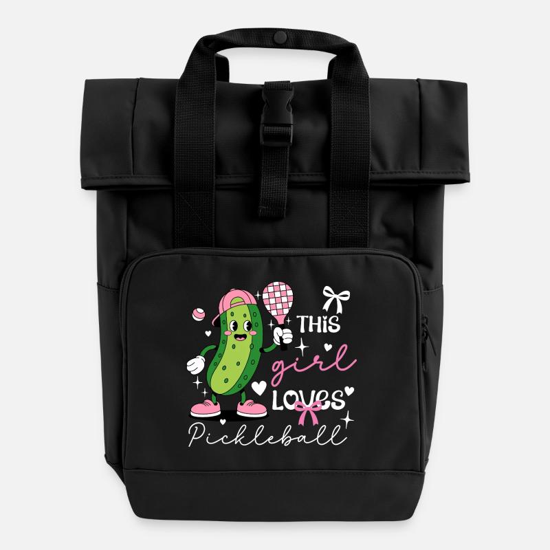Coquette Pickleball Girl Mignonne Cornichon - Sac à dos Roll Top à deux anses - noir