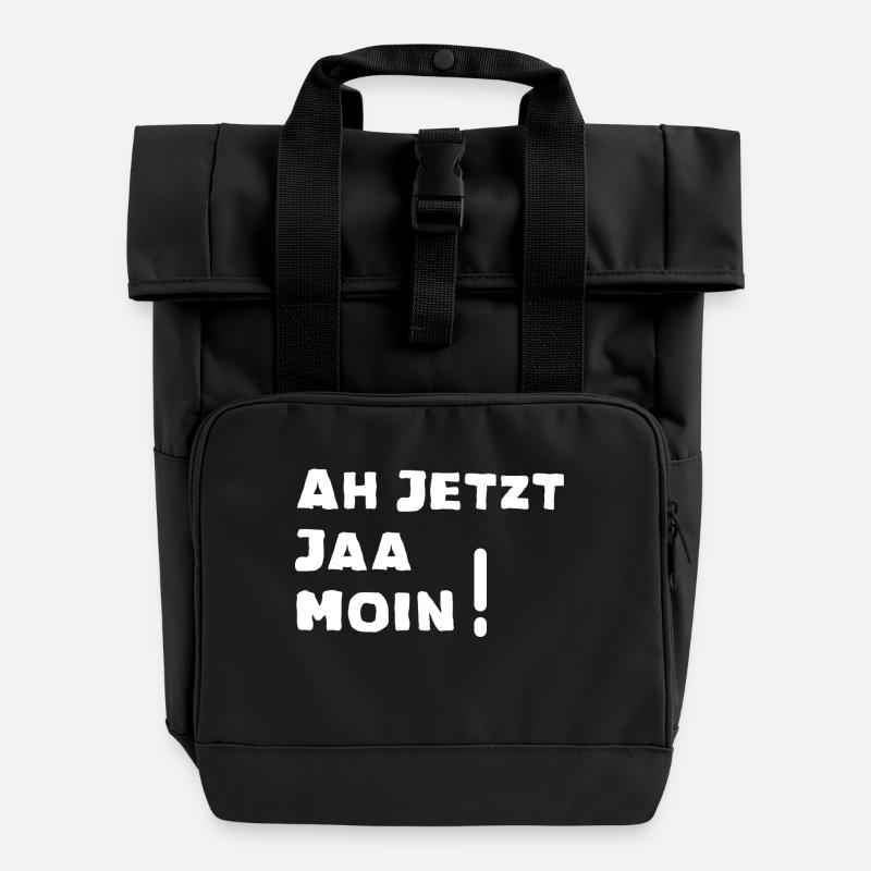 Ah jetzt jaa Moin - Rolltop Rucksack mit zwei Griffen - Schwarz