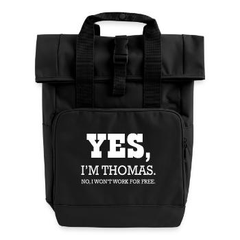 Thomas Yes I'm not shirt Thomas for man - Roll Top Backpack with Two Handles - black - Front