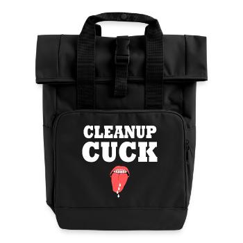 Cuckold - cleanup cuck wife sharing - Roll Top Backpack with Two Handles - black - Front