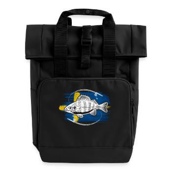 Sweden fishing perch - Roll Top Backpack with Two Handles - black - Front