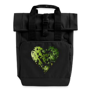 grünes Blätterdach eines Waldes in Herz Form - Rolltop Rucksack mit zwei Griffen - Schwarz - Vorne