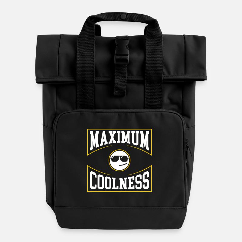 Maximale Coolness Retro Emoticon Design - Rolltop Rucksack mit zwei Griffen - Schwarz