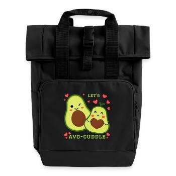 Lets Avo-Cuddle Avocado Snuggle Kawaii Cartoon - Roll Top Backpack with Two Handles - black - Front