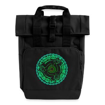 Drei Hasen – Dreihasenbild Osterhasen Motiv - Rolltop Rucksack mit zwei Griffen - Schwarz - Vorne