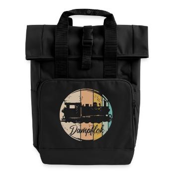 retro Dampflok Eisenbahn alte Lok vintage Symbol - Rolltop Rucksack mit zwei Griffen - Schwarz - Vorne