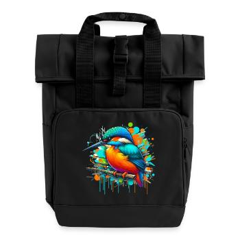 Kingfisher - Roll Top Backpack with Two Handles - black - Front