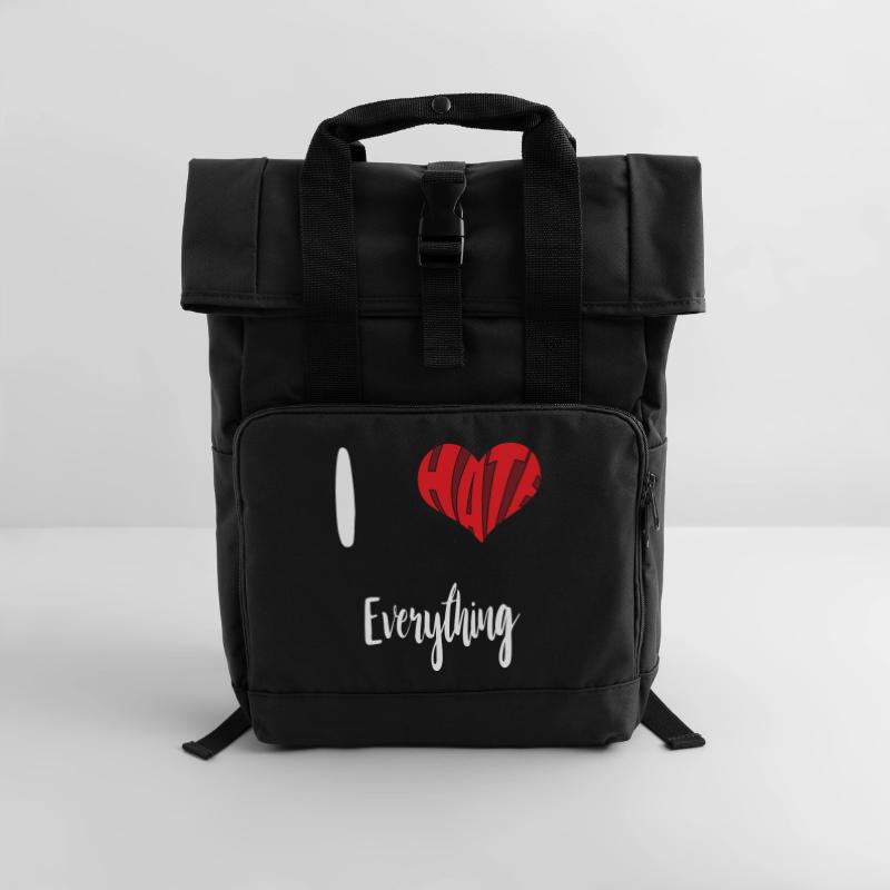 Hate Everything Stop Hate Anti Hate Roll Top Backpack with Two Handles