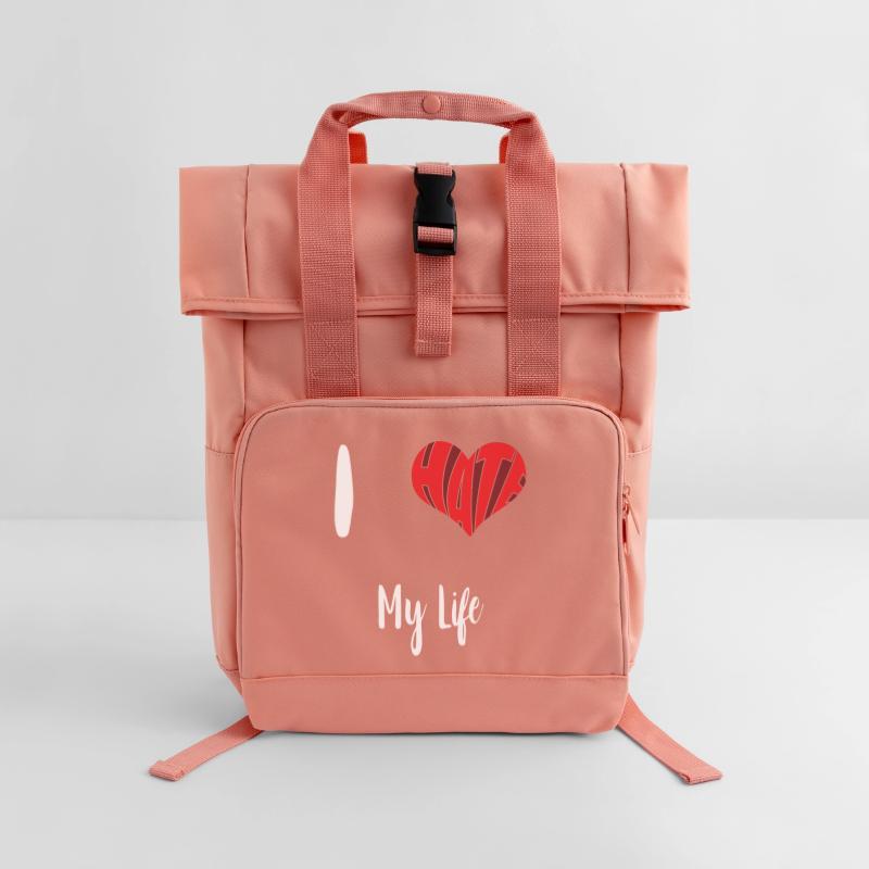 Hate Life Stop Hate Anti Hate Roll Top Backpack with Two Handles