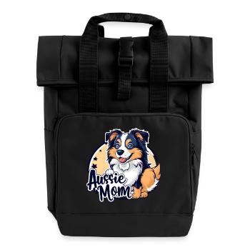 Aussie Mom - Roll Top Backpack with Two Handles - black - Front