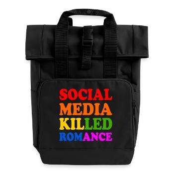Social Media Killed Romance - Roll Top Backpack with Two Handles - black - Front