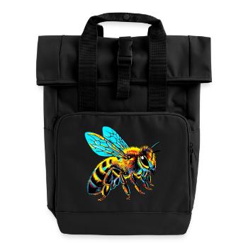 Bee - Roll Top Backpack with Two Handles - black - Front