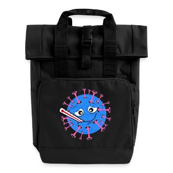 Krankes Virus – Cartoon mit Fieberthermometer - Rolltop Rucksack mit zwei Griffen - Schwarz - Vorne