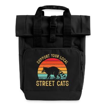 Waschbär Motiv Natur Tierwelt Tierliebhaber - Rolltop Rucksack mit zwei Griffen - Schwarz - Vorne