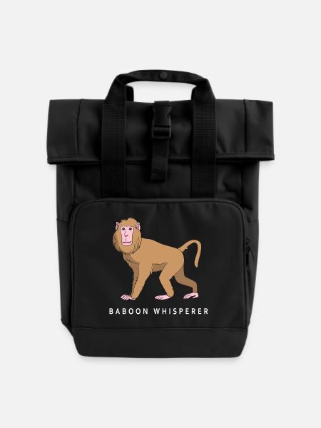 Baboon Pavian Primat Affe Affen - Rolltop Rucksack mit zwei Griffen - Schwarz