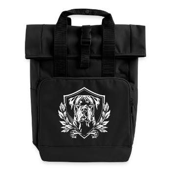 Wappenmastiff im Schild - Rolltop Rucksack mit zwei Griffen - Schwarz - Vorne
