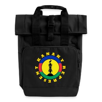 KANAKY REPRESENT ROUND - Roll Top Backpack with Two Handles - black - Front