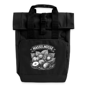 Haselnüsse Banner Illustration - Rolltop Rucksack mit zwei Griffen - Schwarz - Vorne