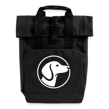 Dachshund Logo – Minimalist Dog Emblem - Roll Top Backpack with Two Handles - black - Front