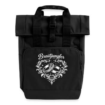 Brautjungfer Ringe Herzornament - Rolltop Rucksack mit zwei Griffen - Schwarz - Vorne