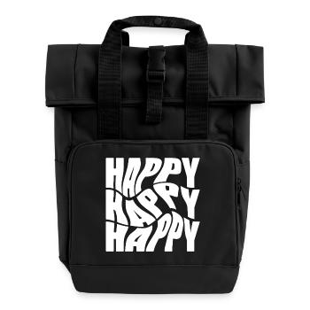 Bold Happy Graffiti Typography - Roll Top Backpack with Two Handles - black - Front