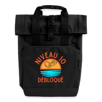 Level 10 Unlocked, Creative and Fresh Design - Roll Top Backpack with Two Handles - black - Front