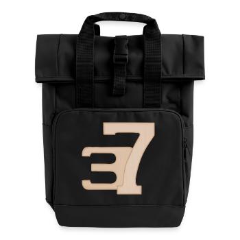 37 Numeral Art in Peach - Roll Top Backpack with Two Handles - black - Front