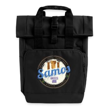 Samos Insel in Griechenland Vintage Souvenir - Rolltop Rucksack mit zwei Griffen - Schwarz - Vorne
