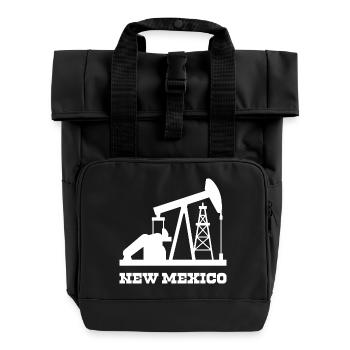 New Mexico Oilfield Pumpjack Design - Roll Top Backpack with Two Handles - black - Front