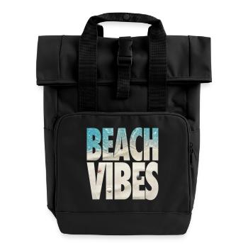 Beach Vibes - Tropical Ocean & Sand Texture - Roll Top Backpack with Two Handles - black - Front