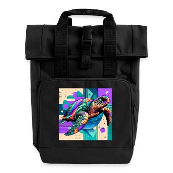 Schildkröte - Rolltop Rucksack mit zwei Griffen - Schwarz - Vorne