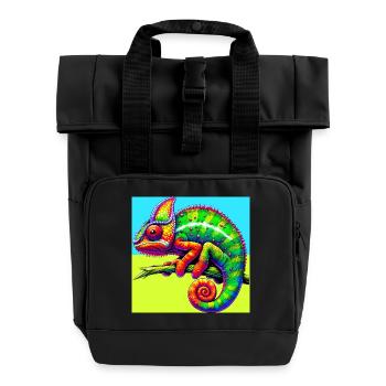 Chamäleon - Rolltop Rucksack mit zwei Griffen - Schwarz - Vorne