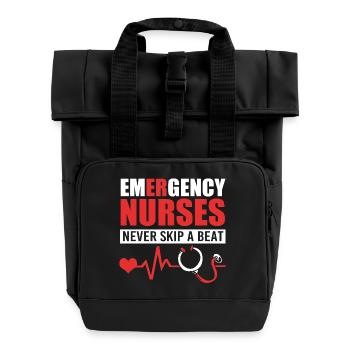 Emergency Nurse - Roll Top Backpack with Two Handles - black - Front