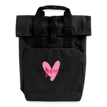 Du im rosa Herz-Stil - Rolltop Rucksack mit zwei Griffen - Schwarz - Vorne