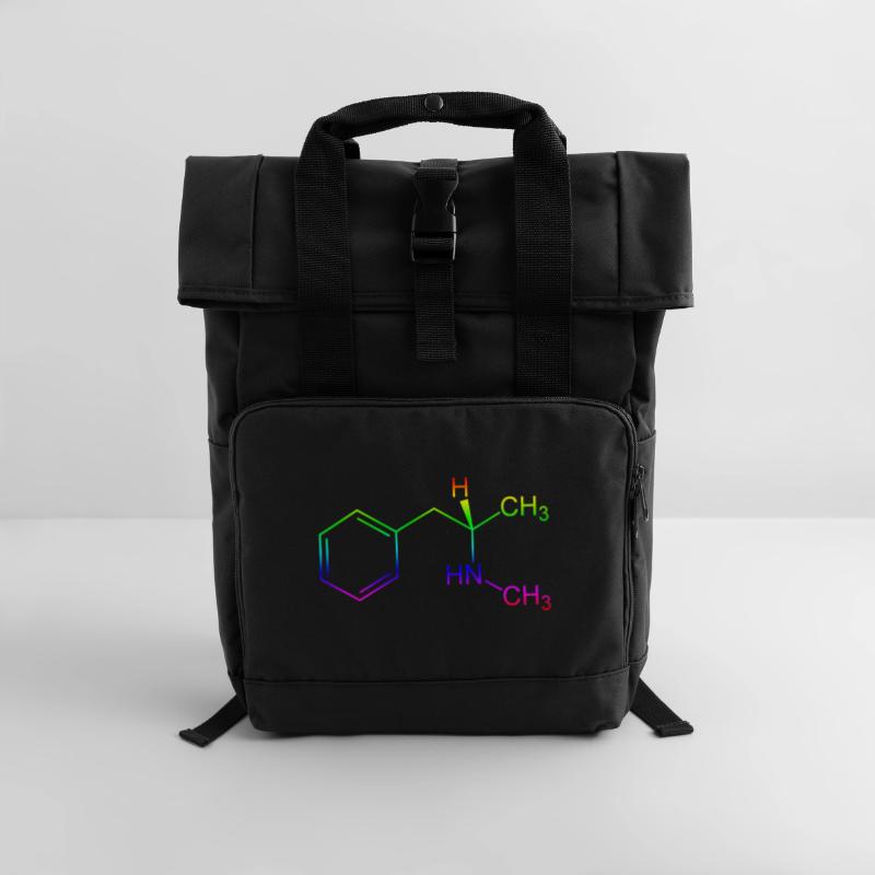 Methamphetamine Crystal Meth structural formula Roll Top Backpack with Two Handles