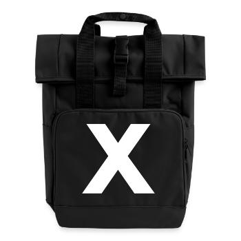 X - Roll Top Backpack with Two Handles - black - Front