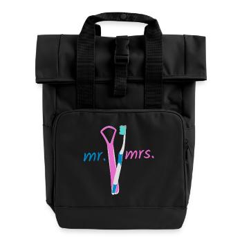 Mr. Mrs. - Roll Top Backpack with Two Handles - black - Front
