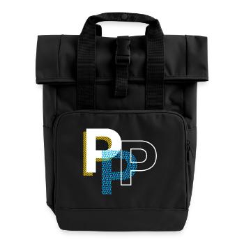 Initial letter P - Roll Top Backpack with Two Handles - black - Front