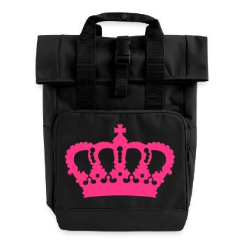 Crown King Queen Prinz Princess Royal pink - Roll Top Backpack with Two Handles - black - Front