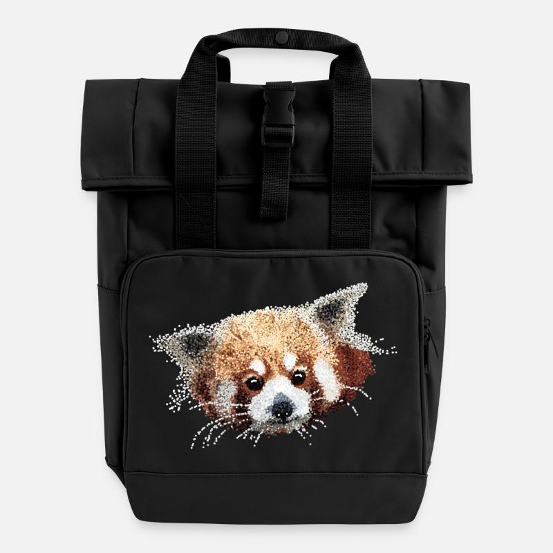 Panda - Rolltop Rucksack mit zwei Griffen - Schwarz