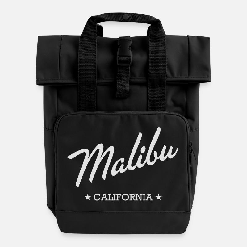 Malibu - Roll Top Backpack with Two Handles - black