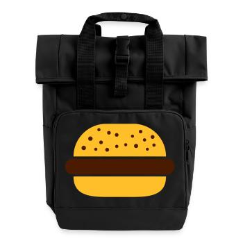 Hamburger - Rolltop Rucksack mit zwei Griffen - Schwarz - Vorne